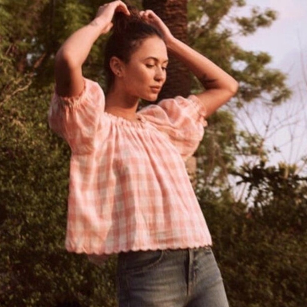 THE GREAT. Pink Gingham Top size 1 - Picture 3 of 6